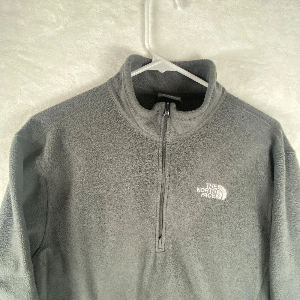 The North Face TKA 100 Glacier Fleece Jacket Mens Large Gray 1/4 Zip Pullover